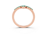 Rose gold Marquise and Round Green Sapphire Chevron Band with Prong Setting_9