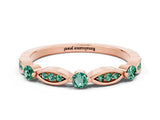 Rose gold Marquise and Round Green Sapphire Milgrain Band with Bezel Setting_6