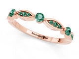 Rose gold Marquise and Round Green Sapphire Milgrain Band with Bezel Setting_7