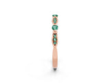 Rose gold Marquise and Round Green Sapphire Milgrain Band with Bezel Setting_8