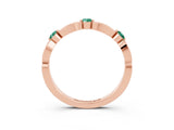 Rose gold Marquise and Round Green Sapphire Milgrain Band with Bezel Setting_9
