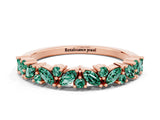 Rose gold Marquise and Round Green Sapphire Vine Eternity Band with Prong Setting_6