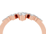 Rose gold Marquise and Round Moissanite Chevron Band with Prong Setting_10