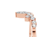 Rose gold Marquise and Round Moissanite Chevron Band with Prong Setting_11