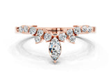 Rose gold Marquise and Round Moissanite Chevron Band with Prong Setting_6
