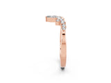 Rose gold Marquise and Round Moissanite Chevron Band with Prong Setting_8