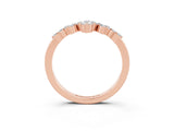 Rose gold Marquise and Round Moissanite Chevron Band with Prong Setting_9