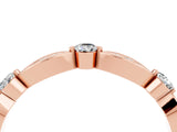 Rose gold Marquise and Round Moissanite Milgrain Band with Bezel Setting_10