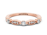 Rose gold Marquise and Round Moissanite Milgrain Band with Bezel Setting_6