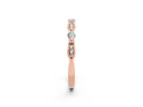 Rose gold Marquise and Round Moissanite Milgrain Band with Bezel Setting_8