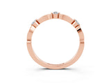Rose gold Marquise and Round Moissanite Milgrain Band with Bezel Setting_9