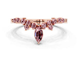 Rose gold Marquise and Round Morganite Chevron Band with Prong Setting_6