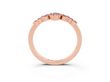 Rose gold Marquise and Round Morganite Chevron Band with Prong Setting_9