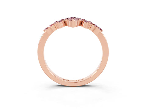 Rose gold Marquise and Round Morganite Chevron Band with Prong Setting_9