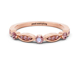 Rose gold Marquise and Round Morganite Milgrain Band with Bezel Setting_6