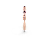 Rose gold Marquise and Round Morganite Milgrain Band with Bezel Setting_8