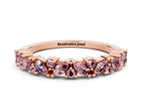 Rose gold Marquise and Round Morganite Vine Eternity Band with Prong Setting_6