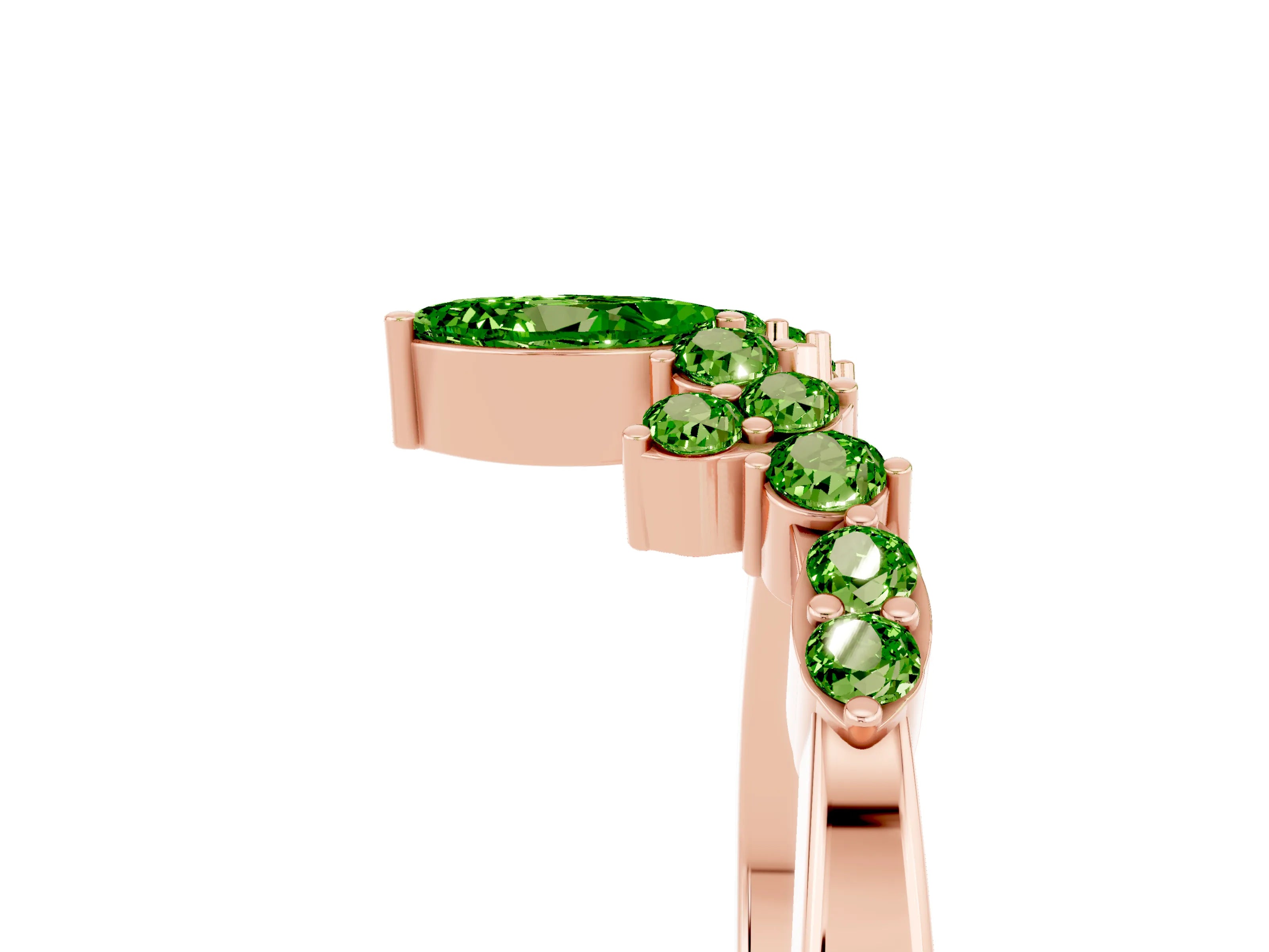 Rose gold Marquise and Round Peridot Chevron Band with Prong Setting_11