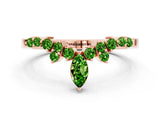 Rose gold Marquise and Round Peridot Chevron Band with Prong Setting_6