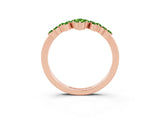 Rose gold Marquise and Round Peridot Chevron Band with Prong Setting_9