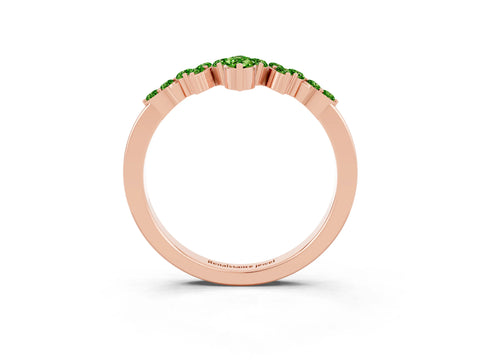 Rose gold Marquise and Round Peridot Chevron Band with Prong Setting_9