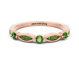 Rose gold Marquise and Round Peridot Milgrain Band with Bezel Setting_6