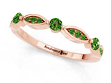 Rose gold Marquise and Round Peridot Milgrain Band with Bezel Setting_7