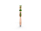 Rose gold Marquise and Round Peridot Milgrain Band with Bezel Setting_8