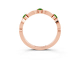 Rose gold Marquise and Round Peridot Milgrain Band with Bezel Setting_9
