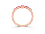 Rose gold Marquise and Round Pink Sapphire Chevron Band with Prong Setting_21