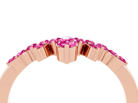 Rose gold Marquise and Round Pink Sapphire Chevron Band with Prong Setting_22