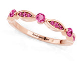Rose gold Marquise and Round Pink Sapphire Milgrain Band with Bezel Setting_7