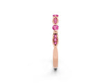 Rose gold Marquise and Round Pink Sapphire Milgrain Band with Bezel Setting_8