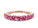 Rose gold Marquise and Round Pink Sapphire Vine Eternity Band with Prong Setting_18