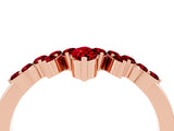 Rose gold Marquise and Round Ruby Chevron Band with Prong Setting_10