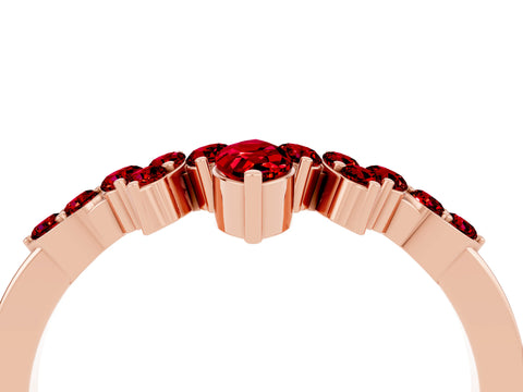 Rose gold Marquise and Round Ruby Chevron Band with Prong Setting_10