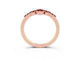 Rose gold Marquise and Round Ruby Chevron Band with Prong Setting_9