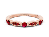 Rose gold Marquise and Round Ruby Milgrain Band with Bezel Setting_6