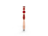 Rose gold Marquise and Round Ruby Milgrain Band with Bezel Setting_8