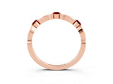 Rose gold Marquise and Round Ruby Milgrain Band with Bezel Setting_9