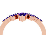 Rose gold Marquise and Round Tanzanite Chevron Band with Prong Setting_10