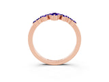 Rose gold Marquise and Round Tanzanite Chevron Band with Prong Setting_9
