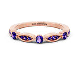 Rose gold Marquise and Round Tanzanite Milgrain Band with Bezel Setting_6