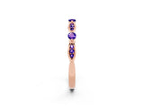 Rose gold Marquise and Round Tanzanite Milgrain Band with Bezel Setting_8