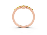 Rose gold Marquise and Round Yellow Sapphire Chevron Band with Prong Setting_21
