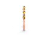Rose gold Marquise and Round Yellow Sapphire Milgrain Band with Bezel Setting_8