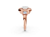 Rose gold Milgrain Asscher Cut Diamond Halo Split Shank Ring_10