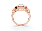Rose gold Milgrain Asscher Cut Diamond Halo Split Shank Ring_11