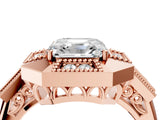 Rose gold Milgrain Asscher Cut Diamond Halo Split Shank Ring_12