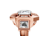 Rose gold Milgrain Asscher Cut Diamond Halo Split Shank Ring_13